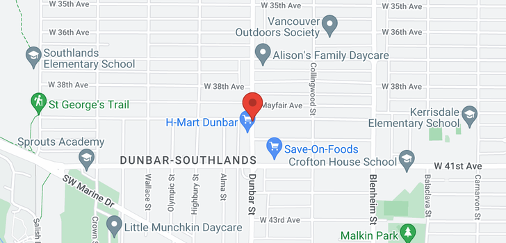 map of 204 3590 W 39TH AVENUE